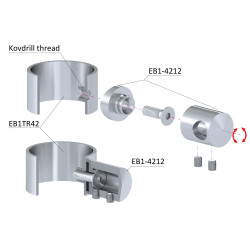 Držiak tyče ø 12 mm na trubku ø 42,4 mm, brúsená AISI 304 Držiak tyče ø 12 mm na trubku ø 42,4 mm, brúsená AISI 304
